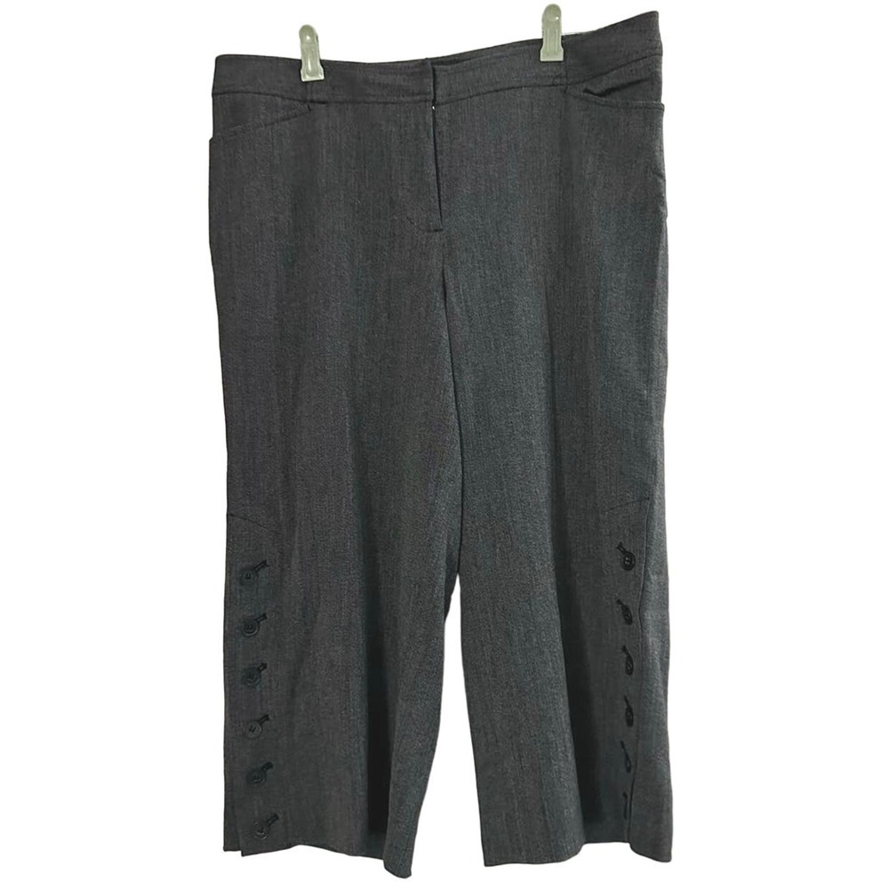 Lane Bryant Charvoal Gray Wide Leg Crop Button-Detail Pants - Sz 14